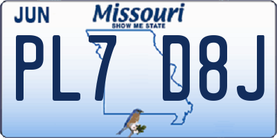 MO license plate PL7D8J