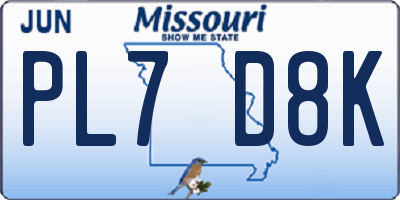 MO license plate PL7D8K