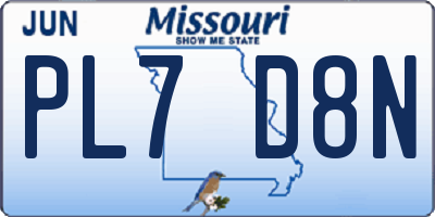 MO license plate PL7D8N