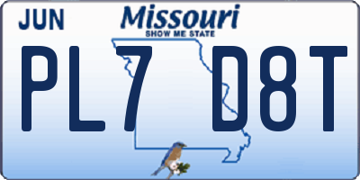 MO license plate PL7D8T
