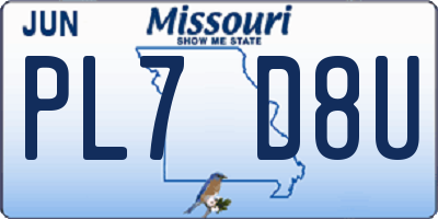 MO license plate PL7D8U