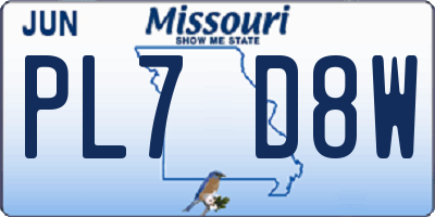 MO license plate PL7D8W