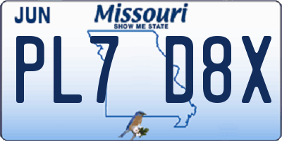 MO license plate PL7D8X