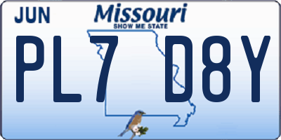 MO license plate PL7D8Y
