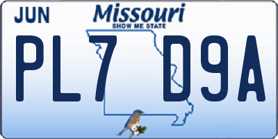 MO license plate PL7D9A