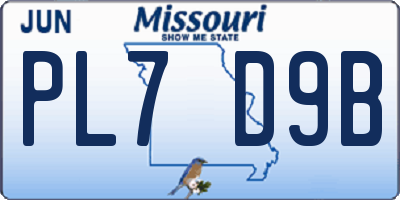 MO license plate PL7D9B