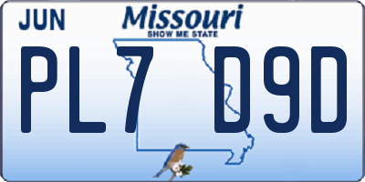 MO license plate PL7D9D
