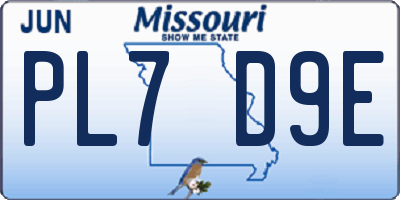 MO license plate PL7D9E