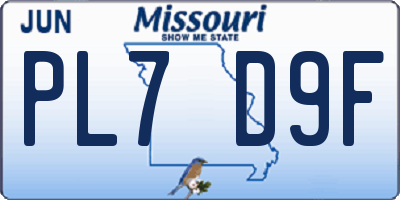 MO license plate PL7D9F