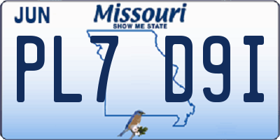 MO license plate PL7D9I