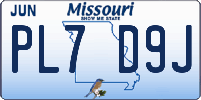 MO license plate PL7D9J