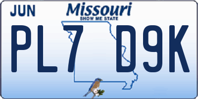MO license plate PL7D9K