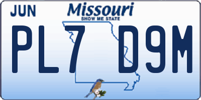 MO license plate PL7D9M