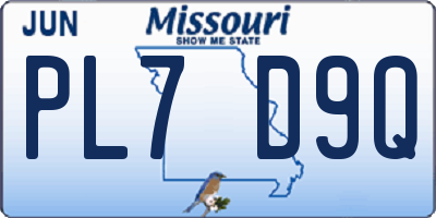 MO license plate PL7D9Q