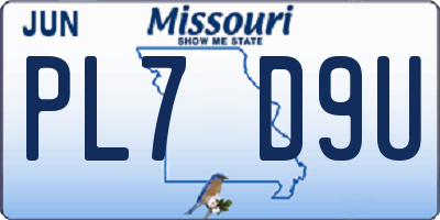 MO license plate PL7D9U