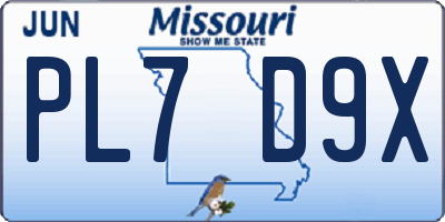 MO license plate PL7D9X