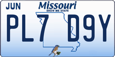 MO license plate PL7D9Y