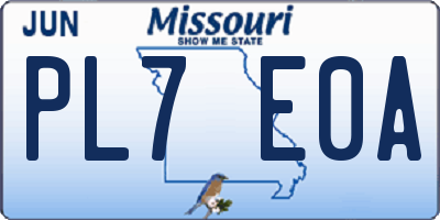 MO license plate PL7E0A