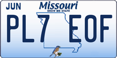MO license plate PL7E0F