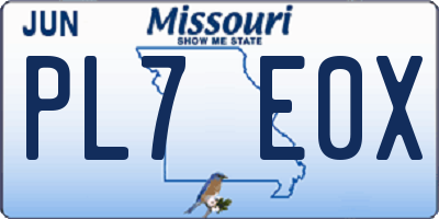 MO license plate PL7E0X