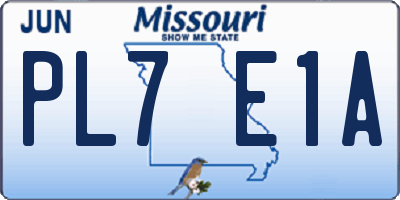 MO license plate PL7E1A