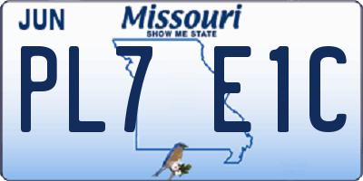 MO license plate PL7E1C