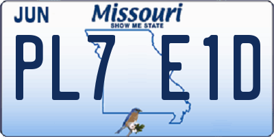 MO license plate PL7E1D