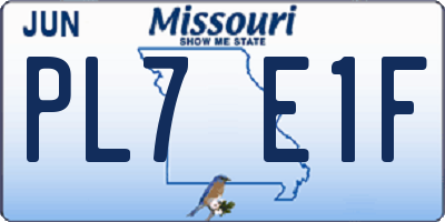 MO license plate PL7E1F