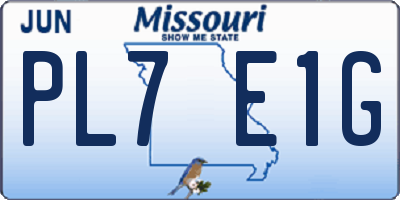 MO license plate PL7E1G