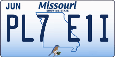 MO license plate PL7E1I