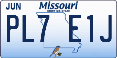 MO license plate PL7E1J