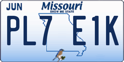 MO license plate PL7E1K