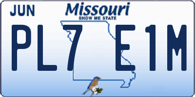 MO license plate PL7E1M