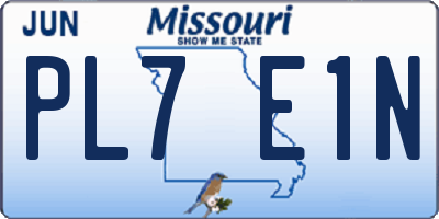 MO license plate PL7E1N