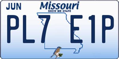 MO license plate PL7E1P