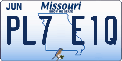 MO license plate PL7E1Q