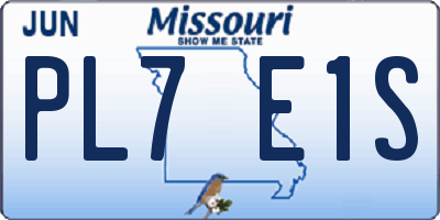 MO license plate PL7E1S