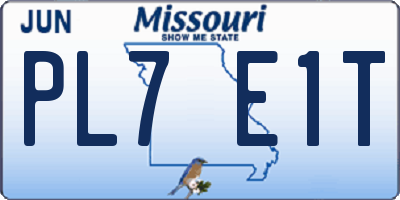 MO license plate PL7E1T