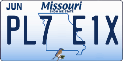MO license plate PL7E1X