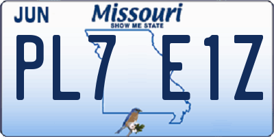MO license plate PL7E1Z