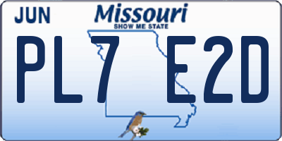 MO license plate PL7E2D