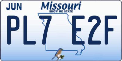 MO license plate PL7E2F