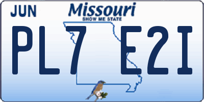 MO license plate PL7E2I