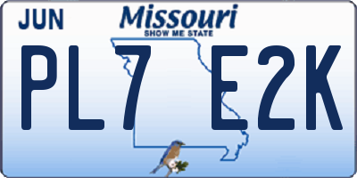 MO license plate PL7E2K