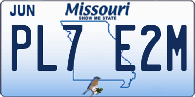 MO license plate PL7E2M