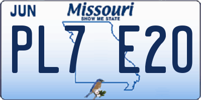 MO license plate PL7E2O