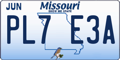 MO license plate PL7E3A