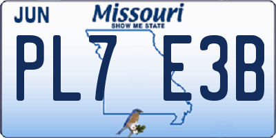 MO license plate PL7E3B