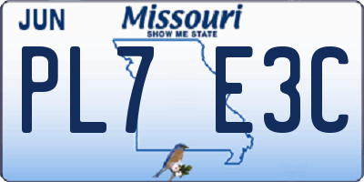 MO license plate PL7E3C