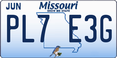 MO license plate PL7E3G